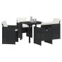 Juego de Comedor de Jardín de 5 Piezas con Cojines de Ratán Poliéster Gris by , Garden chairs - Ref: Foro24-3379949, Price: 2...
