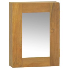 Mueble con espejo madera maciza de teca 30x10x40 cm