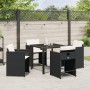 Set de Comedor de Jardín de 5 Piezas con Cojines Negro Poliratán von , Gartenstühle - Ref: Foro24-3379978, Preis: 276,88 €, R...