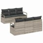 Conjunto de sofá de jardín 7 pcs Gris claro 55 x 55 x 37 cm