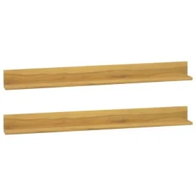 Wall shelves 2 units solid teak wood 110x10x10 cm by vidaXL, Shelves and shelves - Ref: Foro24-338261, Price: 49,99 €, Discou...