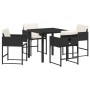 Juego de Comedor de Jardín de 5 Piezas con Cojines Beige Rattan Poliéster by , Garden chairs - Ref: Foro24-3380030, Price: 27...
