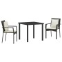 Set de Comedor de Jardín de 3 Piezas con Cojines Negro Poliratán | Foro24.es | Tu tienda online para hogar, jardín y más Foro24.es