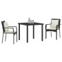 Set de Comedor de Jardín de 3 Piezas con Cojines Negro Poliratán | Foro24.es | Tu tienda online para hogar, jardín y más Foro24.es