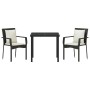 Set de Comedor de Jardín de 3 Piezas con Cojines Negro Poliratán | Foro24.es | Tu tienda online para hogar, jardín y más Foro24.es