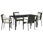 Juego de Comedor de Jardín de 5 Piezas con Cojines Negro Poliratán by , Garden sets - Ref: Foro24-3380074, Price: 378,63 €, D...