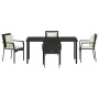 Juego de Comedor de Jardín de 5 Piezas con Cojines Negro Poliratán by , Garden sets - Ref: Foro24-3380074, Price: 378,63 €, D...