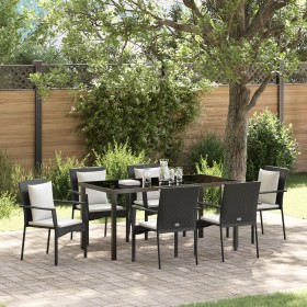 Juego de Comedor de Jardín de 7 Piezas con Cojines Negro Poliratán de , Conjuntos de jardín - Ref: Foro24-3380075, Precio: 47...