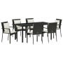 Juego de Comedor de Jardín de 7 Piezas con Cojines Negro Poliratán de , Conjuntos de jardín - Ref: Foro24-3380075, Precio: 47...