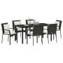 Juego de Comedor de Jardín de 7 Piezas con Cojines Negro Poliratán de , Conjuntos de jardín - Ref: Foro24-3380075, Precio: 47...