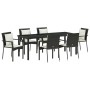 Juego de Comedor de Jardín de 7 Piezas con Cojines Negros de Poliratán by , Garden sets - Ref: Foro24-3380076, Price: 508,76 ...