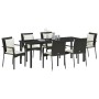 Juego de Comedor de Jardín de 7 Piezas con Cojines Negros de Poliratán by , Garden sets - Ref: Foro24-3380076, Price: 508,76 ...