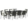 Set de Comedor de Jardín de 9 Piezas con Cojines Negro Poliratán by , Garden sets - Ref: Foro24-3380077, Price: 703,57 €, Dis...