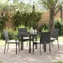 Juego de Comedor de Jardín de 5 Piezas con Cojines Negro