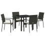 Juego de Comedor de Jardín de 5 Piezas con Cojines Negro Poliratán | Foro24.es | Tu tienda online para hogar, jardín y más Foro24.es