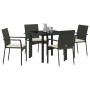 Juego de Comedor de Jardín de 5 Piezas con Cojines Negro Poliratán | Foro24.es | Tu tienda online para hogar, jardín y más Foro24.es