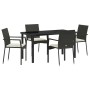 Juego de Comedor de Jardín de 5 Piezas con Cojines Negro Poliratán von , Gartensets - Ref: Foro24-3380080, Preis: 339,16 €, R...
