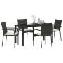 Juego de Comedor de Jardín de 5 Piezas con Cojines Negro