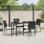 Juego de Comedor de Jardín de 5 Piezas con Cojines Negro