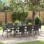 Juego de Comedor de Jardín de 9 Piezas con Cojines Negro