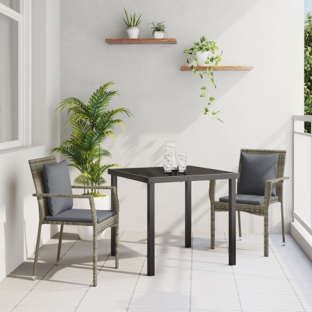 Set de Comedor de Jardín de 3 Piezas con Cojines Gris Poliratán von , Gartensets - Ref: Foro24-3380085, Preis: 188,92 €, Raba...