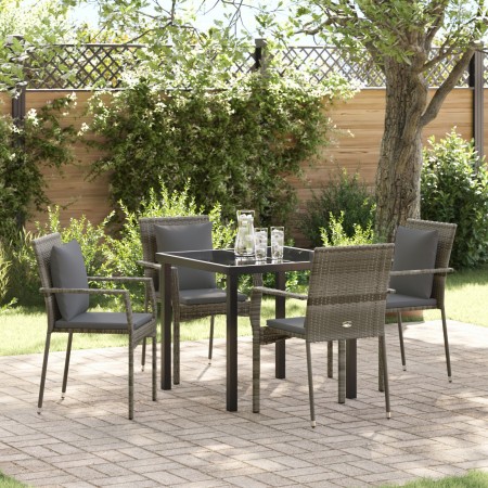 Juego de Comedor de Jardín de 5 Piezas con Cojines Gris Poliratán von , Gartensets - Ref: Foro24-3380086, Preis: 344,18 €, Ra...