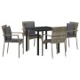 Juego de Comedor de Jardín de 5 Piezas con Cojines Gris Poliratán von , Gartensets - Ref: Foro24-3380086, Preis: 344,18 €, Ra...