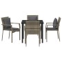 Juego de Comedor de Jardín de 5 Piezas con Cojines Gris Poliratán von , Gartensets - Ref: Foro24-3380086, Preis: 344,18 €, Ra...