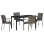 Juego de Comedor de Jardín de 5 piezas con cojines Gris Poliratán von , Gartensets - Ref: Foro24-3380087, Preis: 365,00 €, Ra...