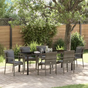 Juego de Comedor de Jardín de 7 Piezas con Cojines Gris Poliratán von , Gartensets - Ref: Foro24-3380090, Preis: 494,59 €, Ra...