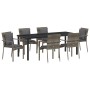 Juego de Comedor de Jardín de 7 Piezas con Cojines Gris Poliratán by , Garden sets - Ref: Foro24-3380090, Price: 494,59 €, Di...