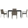 Conjunto de Comedor de Jardín de 5 Piezas con Cojines Gris Poliratán von , Gartensets - Ref: Foro24-3380094, Preis: 339,76 €,...