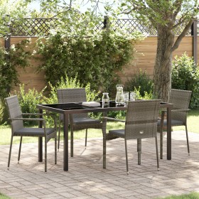 Conjunto de Comedor de Jardín de 5 Piezas con Cojines en Gris Poliratán von , Gartensets - Ref: Foro24-3380095, Preis: 354,19...