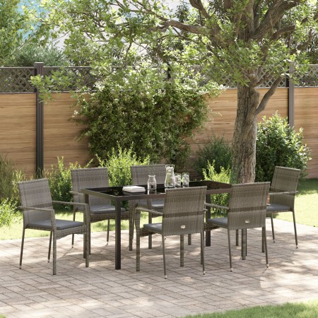 Conjunto de Comedor de Jardín de 7 Piezas con Cojines Grises de Poliratán by , Garden sets - Ref: Foro24-3380096, Price: 464,...