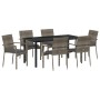 Conjunto de Comedor de Jardín de 7 Piezas con Cojines Grises de Poliratán by , Garden sets - Ref: Foro24-3380096, Price: 464,...