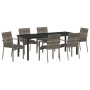 Conjunto de Comedor de Jardín de 7 Piezas con Cojines Gris Poliratán | Foro24.es | Tu tienda online para hogar, jardín y más Foro24.es