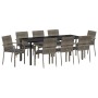 Juego de Comedor de Jardín de 9 Piezas con Cojines Gris Poliratán | Foro24.es | Tu tienda online para hogar, jardín y más Foro24.es
