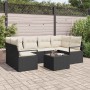Conjunto de sofá de jardín 7 pcs Negro y crema 55 x 55 x 37 cm