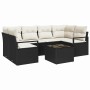 Conjunto de sofá de jardín 7 pcs Negro y crema 55 x 55 x 37 cm