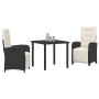 Conjunto de Comedor  de 9 Piezas con Cojines Beige de Poliratán, Mesa de Jardín  Negra 200x80x73 cm de Cristal Templado | Foro24.es | Tu tienda online para hogar, jardín y más Foro24.es