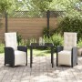 Conjunto de Comedor  de 9 Piezas con Cojines Beige de Poliratán, Mesa de Jardín  Negra 200x80x73 cm de Cristal Templado | Foro24.es | Tu tienda online para hogar, jardín y más Foro24.es