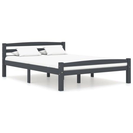 Solid pine wood bed frame dark grey 120x200 cm by vidaXL, Beds and slatted bases - Ref: Foro24-322091, Price: 122,04 €, Disco...