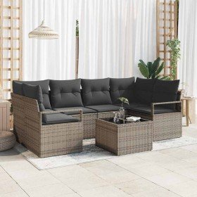 Conjunto de sofá de jardín 7 pcs Gris 55 x 55 x 37 cm Conjunto de sofá de jardín 7 pcs Gris 55 x 55 x 37 cm