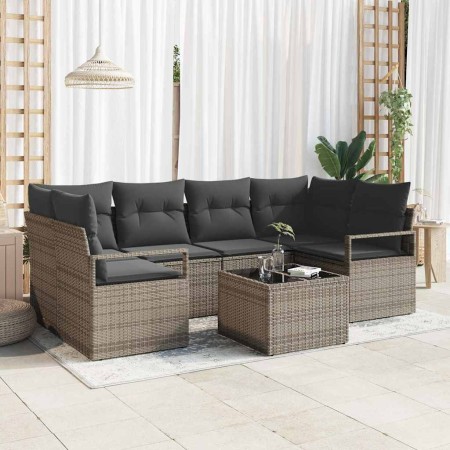 Conjunto de sofá de jardín 7 pcs Gris 55 x 55 x 37 cm