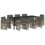 Conjunto de Comedor de Jardín de 9 Piezas con Cojines Ratán Gris,  Mesa de Jardín Negra 200x80x73 cm Vidrio Templado | Foro24.es | Tu tienda online para hogar, jardín y más Foro24.es