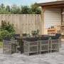Conjunto de Comedor de Jardín de 9 Piezas con Cojines Ratán Gris,  Mesa de Jardín Negra 200x80x73 cm Vidrio Templado | Foro24.es | Tu tienda online para hogar, jardín y más Foro24.es
