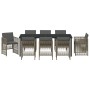 Conjunto de Comedor de Jardín de 9 Piezas con Cojines Ratán Gris,  Mesa de Jardín Negra 200x80x73 cm Vidrio Templado | Foro24.es | Tu tienda online para hogar, jardín y más Foro24.es
