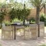 Conjunto de Comedor de Jardín de 5 Piezas con Cojines de Ratán Beige,  Mesa de Jardín Negra 160x80x73 cm Vidrio Templado | Foro24.es | Tu tienda online para hogar, jardín y más Foro24.es