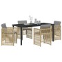 Conjunto de Comedor de Jardín de 5 Piezas con Cojines de Ratán Beige,  Mesa de Jardín Negra 160x80x73 cm Vidrio Templado | Foro24.es | Tu tienda online para hogar, jardín y más Foro24.es