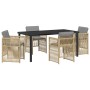 Conjunto de Comedor de Jardín de 5 Piezas con Cojines de Ratán Beige,  Mesa de Jardín Negra 160x80x73 cm Vidrio Templado | Foro24.es | Tu tienda online para hogar, jardín y más Foro24.es